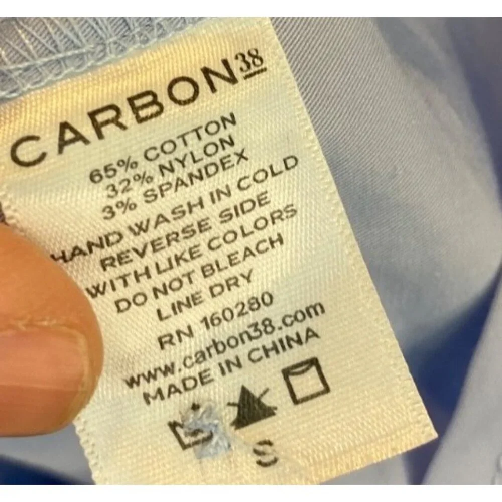 Carbon38 Women's Rhinestone Oversized Button Up Shirt Size Small Light Blue - Picture 8 of 9